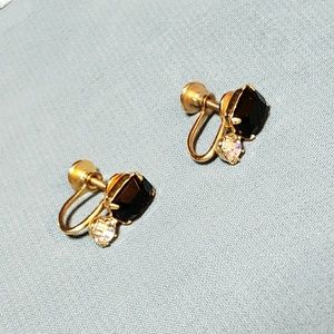VNTG AB and Black Gold Tone Rhinestone/CZ Earrings